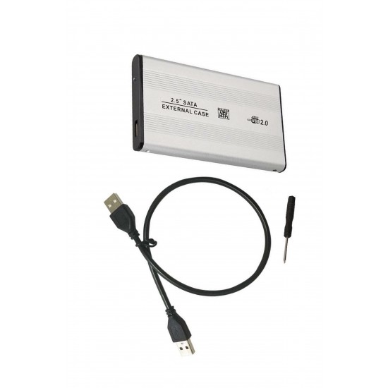 MAXGO 2.5 USB Harici SSD Harddisk HDD Kutusu Sata Hard Disk Harici - Kılıflı - Gümüş MG-2001S