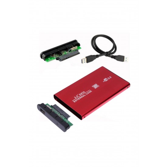 MAXGO 2.5 USB Harici SSD Harddisk HDD Kutusu Sata Hard Disk Harici - Kılıflı - Kırmızı MG-2001R
