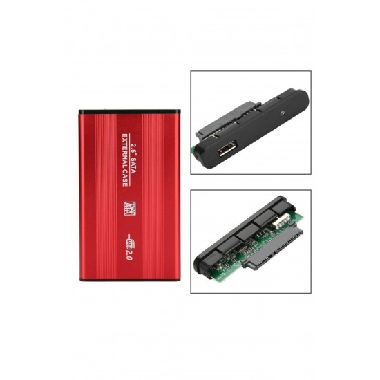 MAXGO 2.5 USB Harici SSD Harddisk HDD Kutusu Sata Hard Disk Harici - Kılıflı - Kırmızı MG-2001R