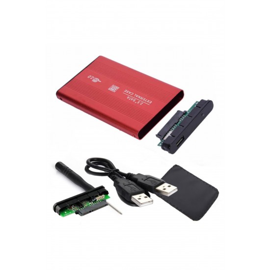 MAXGO 2.5 USB Harici SSD Harddisk HDD Kutusu Sata Hard Disk Harici - Kılıflı - Kırmızı MG-2001R