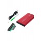 MAXGO 2.5 USB Harici SSD Harddisk HDD Kutusu Sata Hard Disk Harici - Kılıflı - Kırmızı MG-2001R