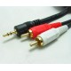 MAXGO 2109 3.5 Mm Stereo To 2rca Kablosu Aux Tos Ses 1.5 Mt Kablo Sound Audıo Erkek Ara Kulaklık Standart