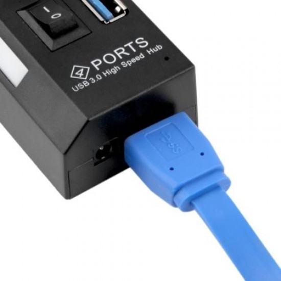 4 Port Usb 3.0 Çoğaltıcı Çoklayıcı Hub - Yüksek Hız 5 Gbps - On/Off Anahtarlı - Adaptörlü