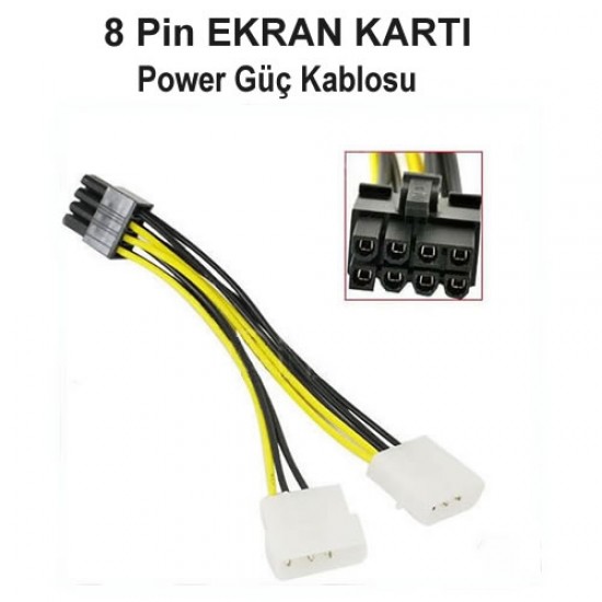 8 PİN EKRAN KARTI POWER GÜÇ KABLOSU BST-2010p ÇEVİRİCİ VGA KASA