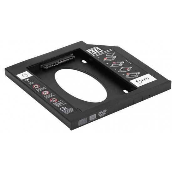 MAXGO 2222 9.5mm Sata Hdd Harddisk Caddy Kızak Kutu Laptop Ssd Notebook Ikinci Hdd Takma