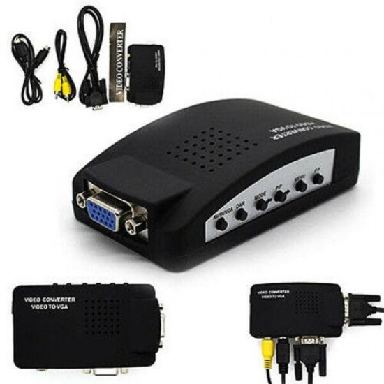 Av Video Rca To Vga Çevirici Dönüştürücü Adaptör svideo VCR Monitor