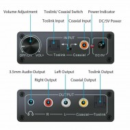Dijital to Analog Ses HiFi 192KHz Dijital Ses Dönüştürücü Adaptör