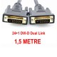 Dvi to Dvi Kablo DVİ 24+1 Çift Filitreli Kablosu 1,5 Metre Görüntü