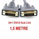 Dvi to Dvi Kablo DVİ 24+1 Çift Filitreli Kablosu 1,5 Metre Görüntü