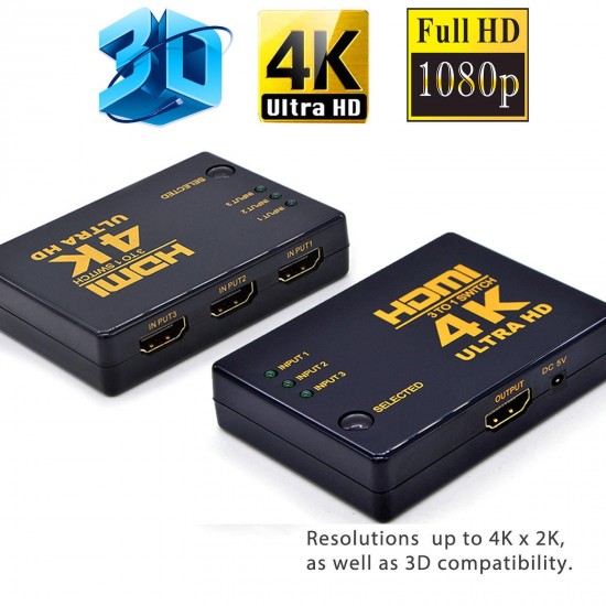 Hdmi Çoklayıcı 3 Port 4K KUMANDALI ULTRA HD HDMI Switch Splitter Çoklu Cihaz Tek Ekran Uydu Bağlantı Hdmi Çoklayıcı 3 Port 4K KUMANDALI ULTRA HD HDMI Switch Splitter Çoklu Cihaz Tek Ekran Uydu Bağlantı