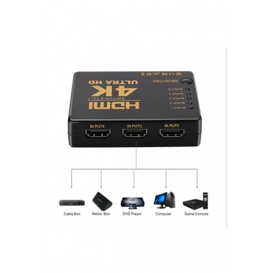 Maxgo 2128 Hdmi Çoklayıcı Switch 5 Port Çoğaltıcı 4K Kumandalı Ultra Hd Splitter Çoklu Cihaz Tek Ekranda