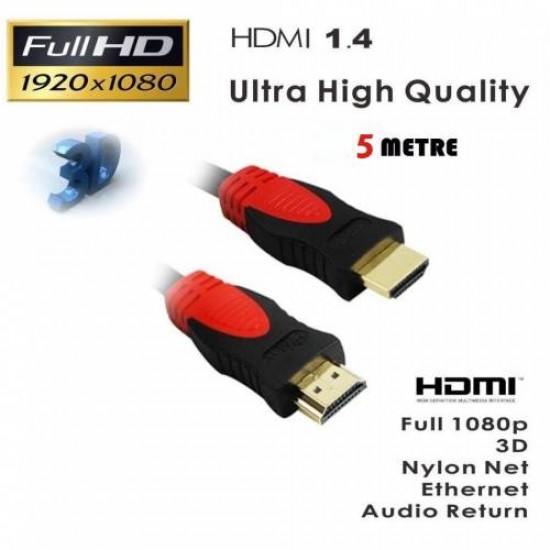 Hdmi KABLO 5 METRE 1.4b 3D FULL HD KABLOSU ALTIN UÇLU HDMI Lcd Tv Laptop Bilgisayar Uydu Görüntü