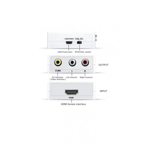 MAXGO 2007 Hdmi To Av Rca Tos Çevirici Dönüştürücü Adaptör Tv Tüplü Televizyon