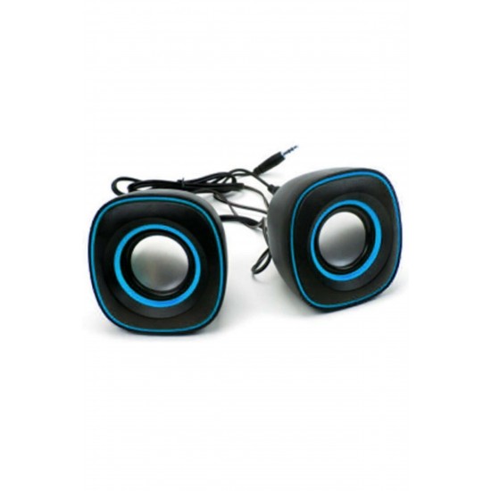 Mini Usb 2.0 Hoparlör 1+1 Ses Sistemi Pc Laptop Notebook Speaker Siyah - Mavi
