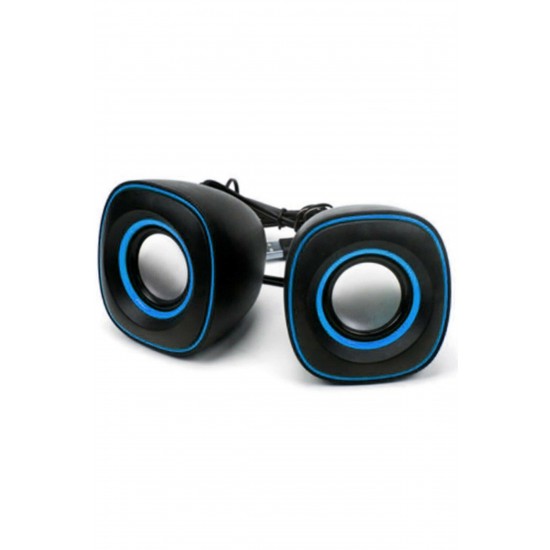 Mini Usb 2.0 Hoparlör 1+1 Ses Sistemi Pc Laptop Notebook Speaker Siyah - Mavi