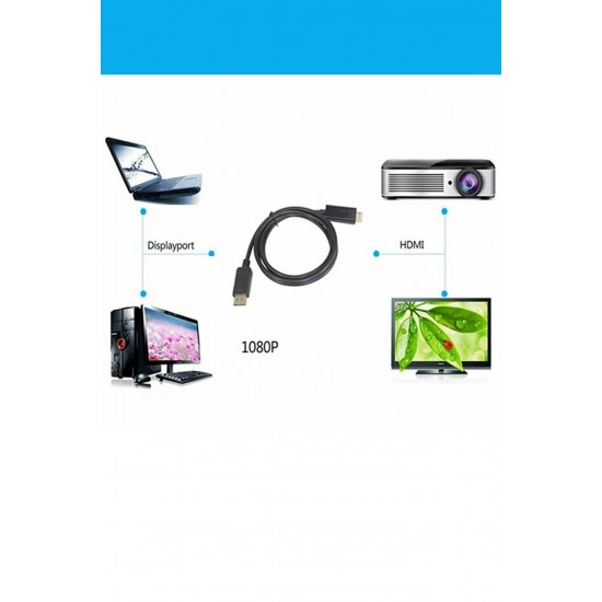 MAXGO 2077 Displayport to Hdmi Kablo Display Port Çevirici Dönüştürücü 1.8 M