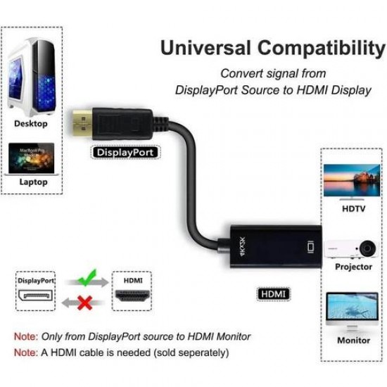 MAXGO 2177 4k Displayport To Hdmi Kablo Display Port Çevirici Dönüştürücü