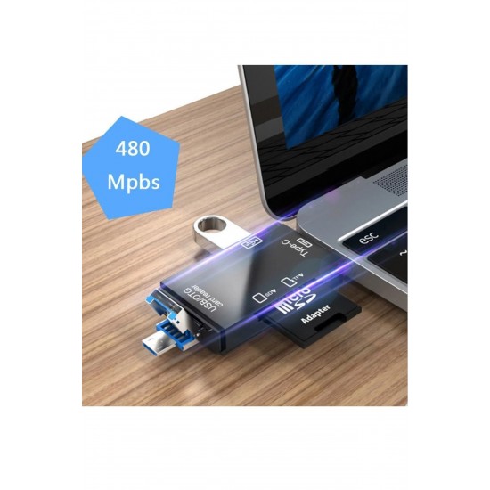 Maxgo 3004 Type-c Micro Usb Otg Tf Sd Micro Kart Okuyucu Card Çevirici Dönüştürücü Adaptör