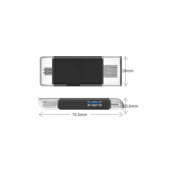 Maxgo 3004 Type-c Micro Usb Otg Tf Sd Micro Kart Okuyucu Card Çevirici Dönüştürücü Adaptör