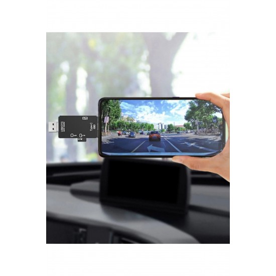 Maxgo 3004 Type-c Micro Usb Otg Tf Sd Micro Kart Okuyucu Card Çevirici Dönüştürücü Adaptör