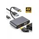 Maxgo 3006 Usb Type c To Hdmi Vga Pd 3.0 Çevirici Dönüştürücü Kablo Adaptör