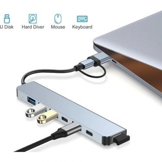 Maxgo 3011 7 In 1 Usb/type-c To Usb A Usb C-usb 2.0/3.0 Çevirici Adaptör 7 Port Çoklayıcı Usb Hub