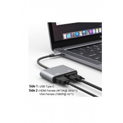 Maxgo 3120 Usb Type c To Hdmi Vga 3.1 Çevirici Dönüştürücü Kablo Adaptör