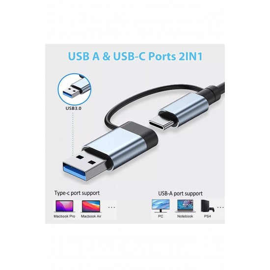 Maxgo 3122 8 In 1 USB Type-C USB 2.0/3.0 Audio 3.5 Tf Sd Çevirici Adaptör Çok Portlu Çoklayıcı USB Hub