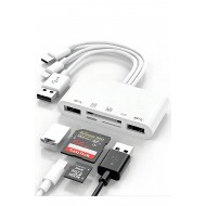Maxgo 3136 Type-c Usb Lightning Otg Iphone Tf Sd Micro Kart Okuyucu Card Çevirici Dönüştürücü Adaptör