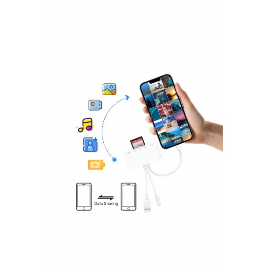 Maxgo 3136 Type-c Lightning Usb-a To 2x Usb3.0 Sd Tf Pd Kart Okuyucu Çevirici Dönüştürücü Hub Adaptör