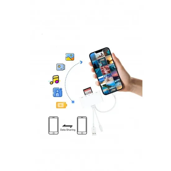 Maxgo 3136 Type-c Lightning Usb-a To 2x Usb3.0 Sd Tf Pd Kart Okuyucu Çevirici Dönüştürücü Hub Adaptör