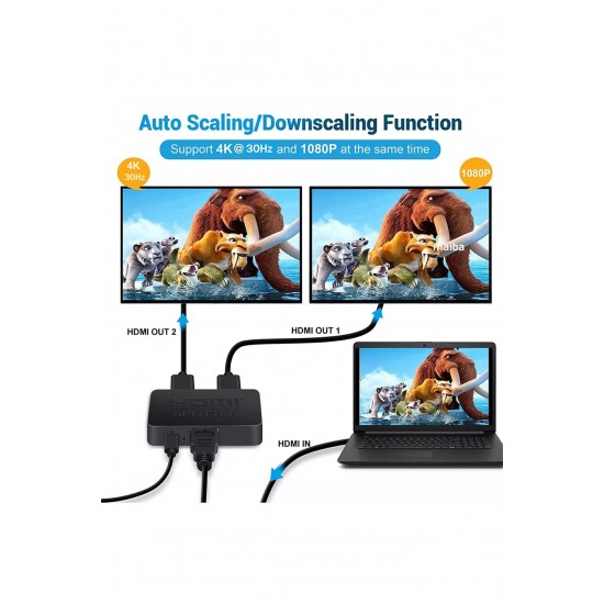 Maxgo 3140 4k 2 Port Hdmi Splitter Switch Çoklayıcı Çoğaltıcı Ekran Adaptör