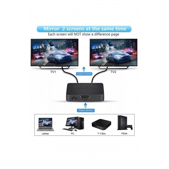 Maxgo 3140 4k 2 Port Hdmi Splitter Switch Çoklayıcı Çoğaltıcı Ekran Adaptör