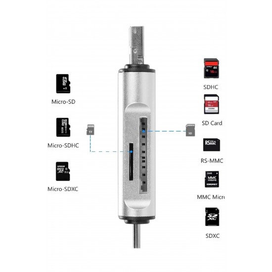 Maxgo 3142 Type C Usb Otg Kart Okuyucu Micro Sd Card Reader Çevirici Dönüştürücü Adaptör