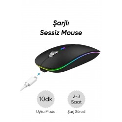 Maxgo 3147 Kablosuz Wireless 2.4g Bluetooth Sessiz Mouse Şarj Edilebilir Rgb Renkli Ergonomik Tasarımlı