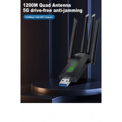 Maxgo 3148 Usb Wifi Adaptörü Kablosuz Wifi Internet Alıcı Ağ Kartı 1200 Mbps Usb 3.0 Çift Bant 2.4gh