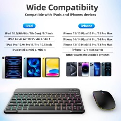 Maxgo 3149 RGB Işıklı Kablosuz Bluetooth Klavye Mouse Seti Şarjlı Tablet-Telefon ile Uyumlu Türkçe