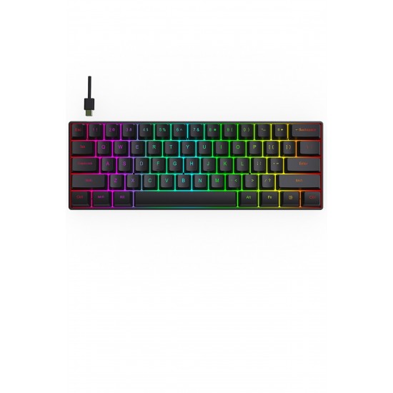 Maxgo 3155 Blue Switch Rgb %60 Kablolu Mekanik Klavye Gaming Oyuncu Klavyesi Türkçe 61 Tuş Q