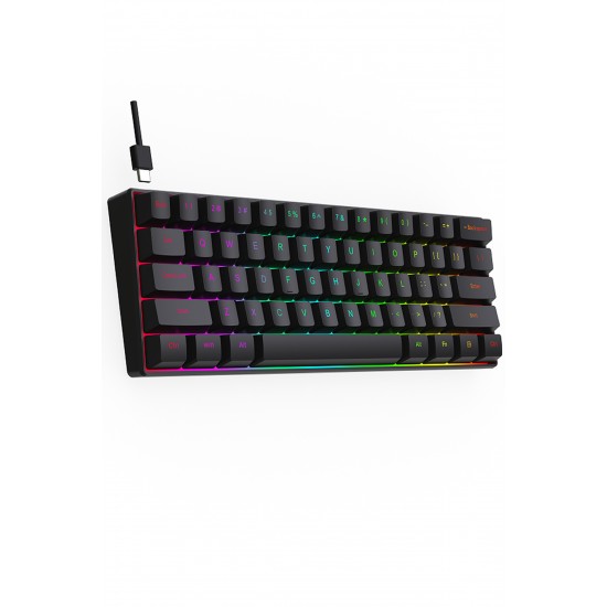 Maxgo 3155 Blue Switch Rgb %60 Kablolu Mekanik Klavye Gaming Oyuncu Klavyesi Türkçe 61 Tuş Q