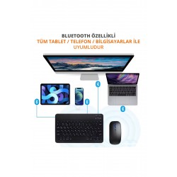 Maxgo 3159 Bluetooth Klavye Mouse Seti Şarjlı Türkçe Tüm Tablet ve Telefonlar ile Uyumlu Siyah