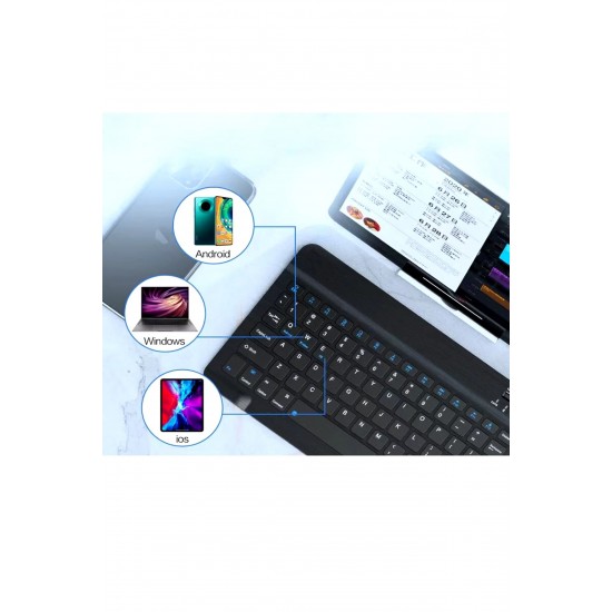 Maxgo 3159 Bluetooth Klavye Mouse Seti Şarjlı Türkçe Tüm Tablet ve Telefonlar ile Uyumlu Siyah