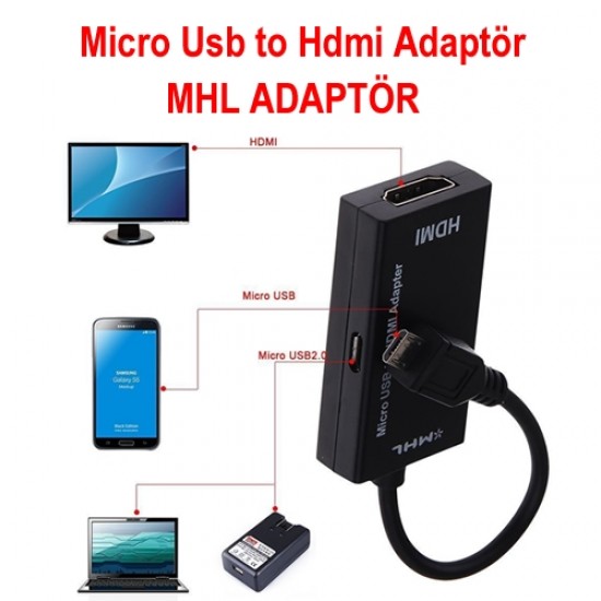 MHL ADAPTÖR Micro Usb HDMI KABLOSU ÇEVİRİCİ TV DÖNÜŞTÜR BST-2059p