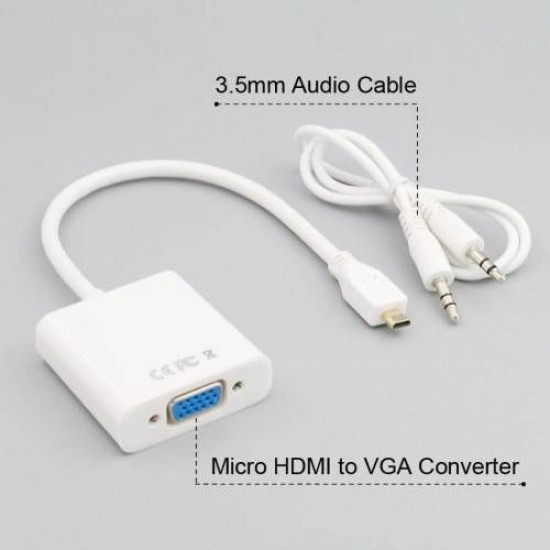 MAXGO Micro Hdmi to VGA Kablo Çevirici Dönüştürücü Ses Destekli HDMI BST-2014P
