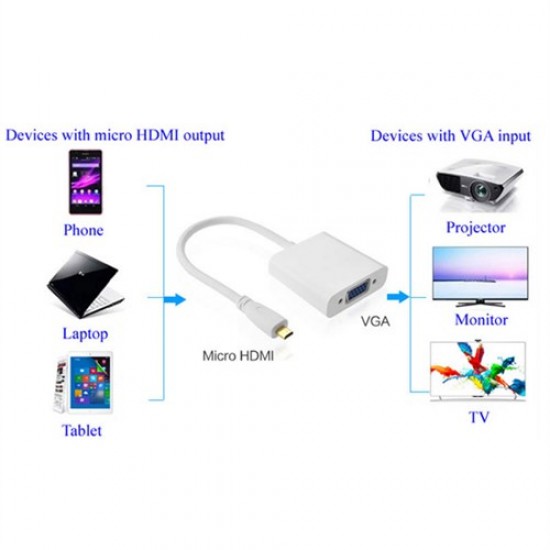 MAXGO Micro Hdmi to Vga Kablosu KABLO Çevirici HDMI BST-2079p Dönüştürücü
