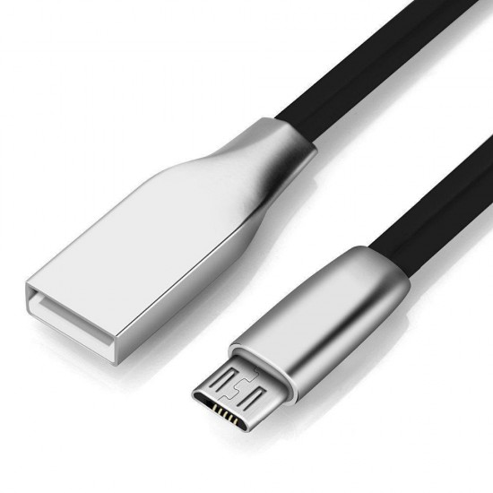 Micro Usb Zinc Metal Usb Hızlı Şarj Kablosu KABLO Tasarım Siyah