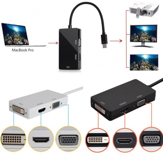 MAXGO Mini Displayport To Hdmi Dvi Vga Kablo Çevirici Dönüştürücü Thunderbolt BST-2106