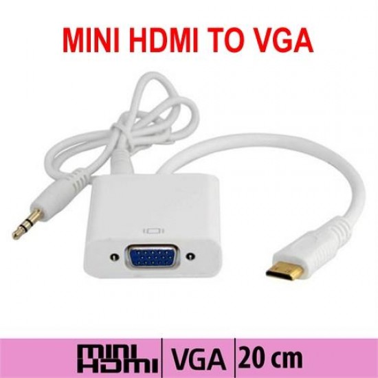 Mini Hdmi to VGA Kablo Çevirici Dönüştürücü HDMI Ses Destekli BST-2015p Mini Hdmi to VGA Kablo Çevirici Dönüştürücü HDMI Ses Destekli BST-2015p