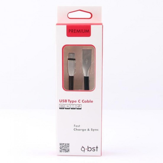 Type-C Zinc Metal Usb Hızlı Şarj Kablosu KABLO Tasarım Siyah