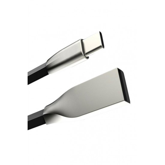 Type-C Zinc Metal Usb Hızlı Şarj Kablosu KABLO Tasarım Siyah