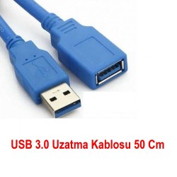 USB 3.0 UZATMA KABLOSU 50cm UZATICI DİŞİ ERKEK EKLEME UZAĞA BAĞLANTI ARA KABLO PC LAPTOP